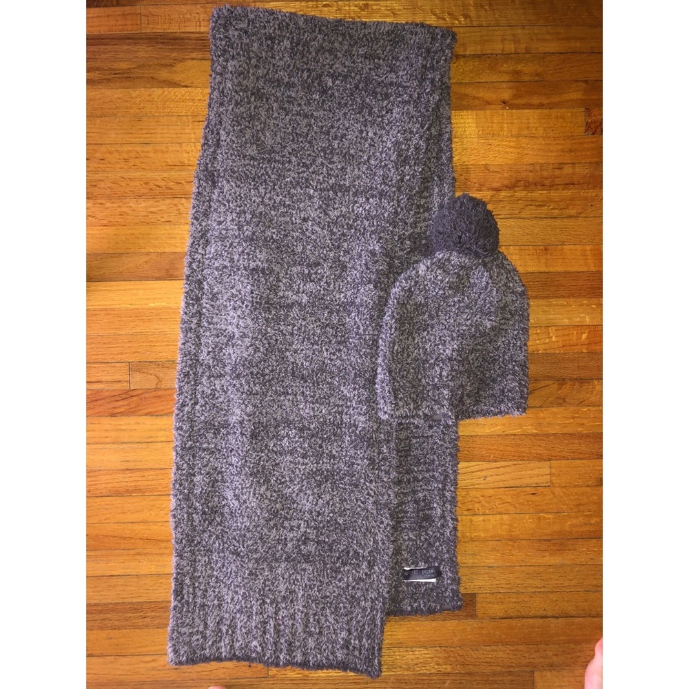 Dark Gray Barefoot Dreams Scarf and Beanie